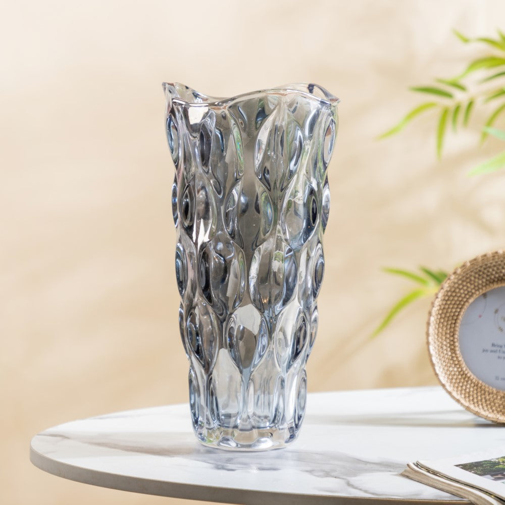 Oasis Crystal Glass Vase Grey Large 11 Inch Nestasia