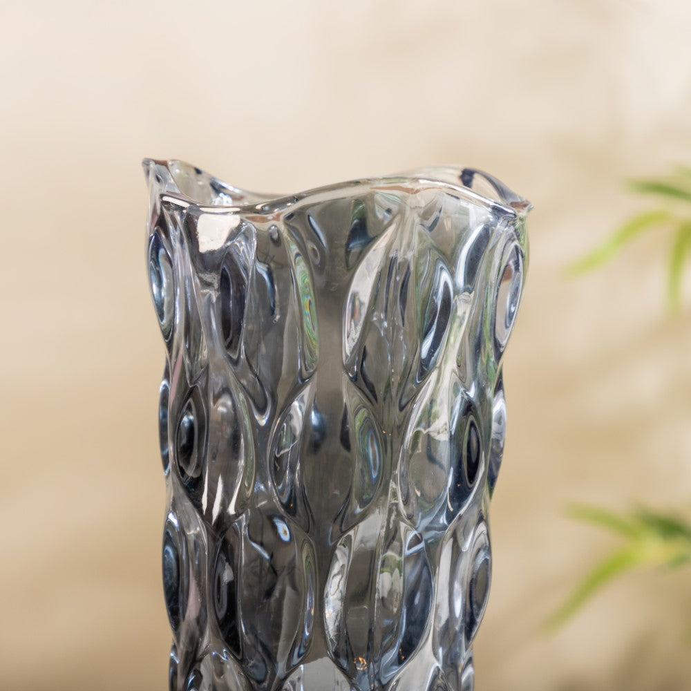 Oasis Crystal Glass Vase Grey Large 11 Inch Nestasia
