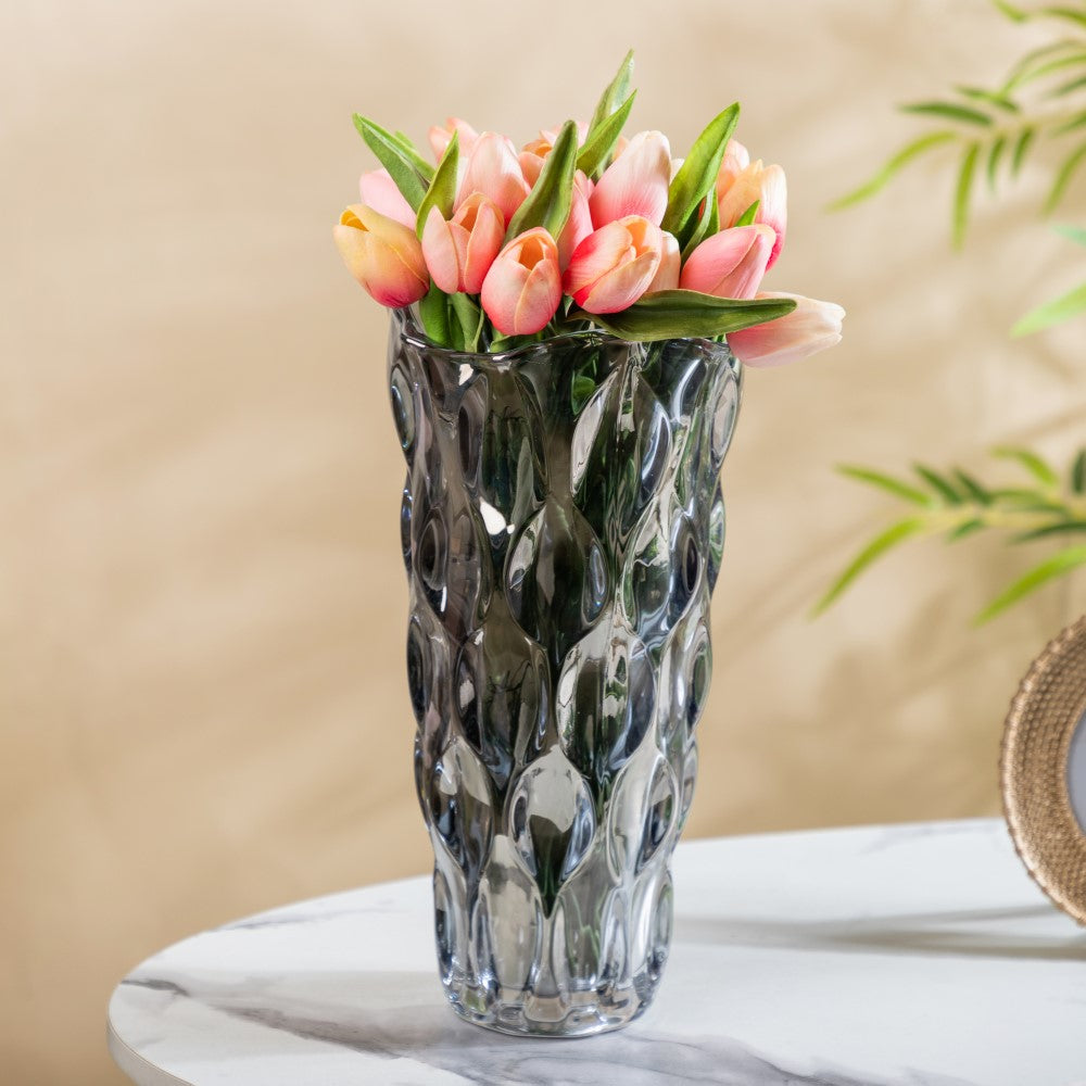 Oasis Crystal Glass Vase Grey Large 11 Inch Nestasia