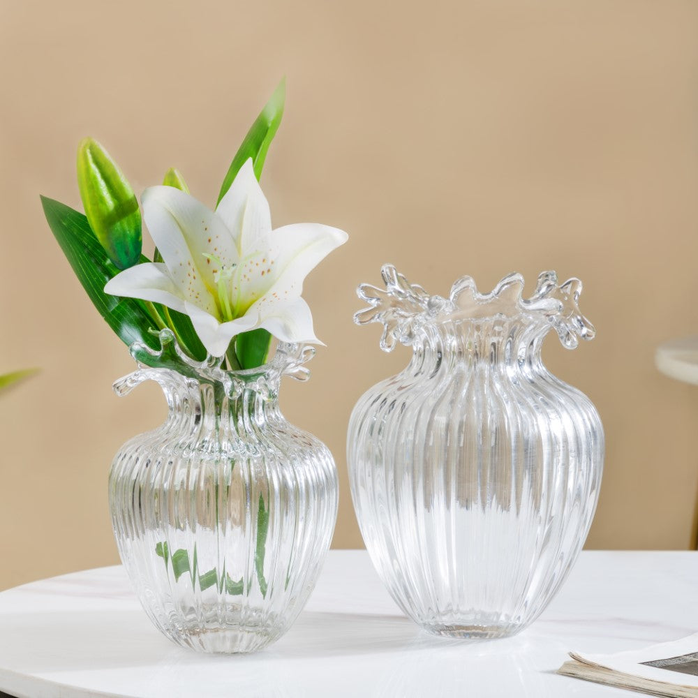 Wave Glass Flower Vase Large 8 Inch Nestasia