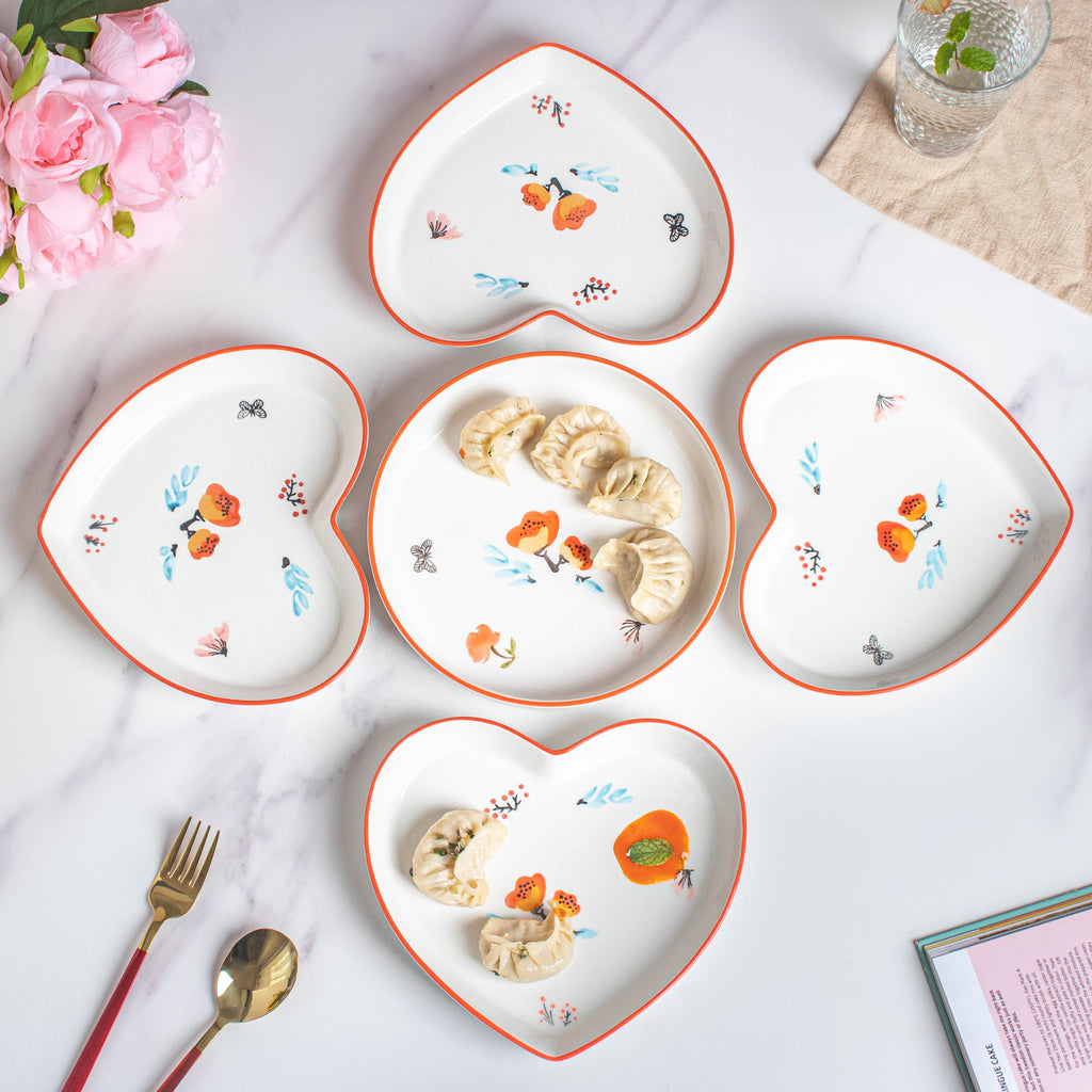 Floral Heart Plates Set of 5 Nestasia
