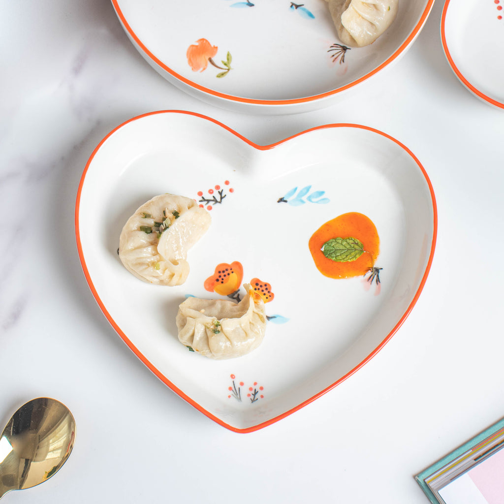 Floral Heart Plates Set of 5 Nestasia
