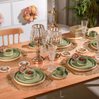 Earthy 22 Piece Dinner Set For 6 Sage Green Nestasia