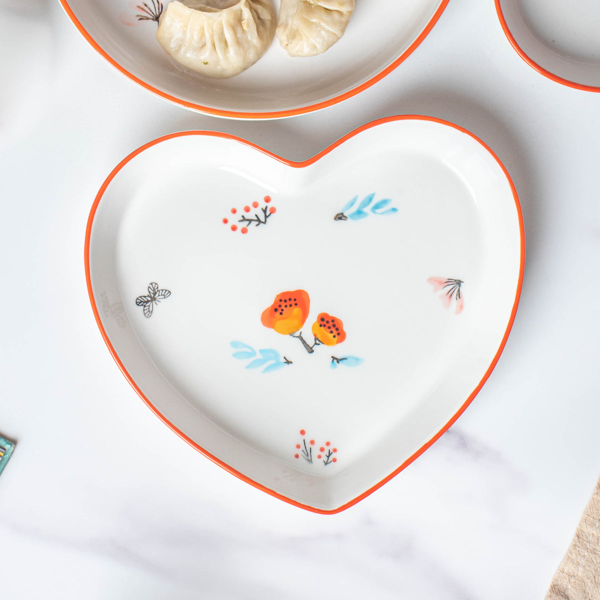 Floral Heart Plates Set of 5 Nestasia