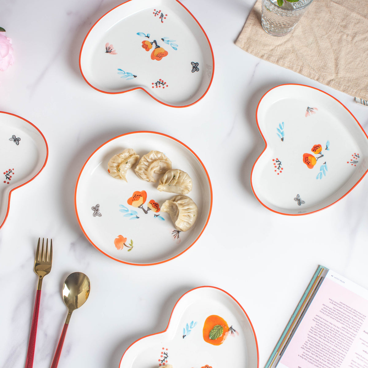 Floral Heart Plates Set of 5 Nestasia
