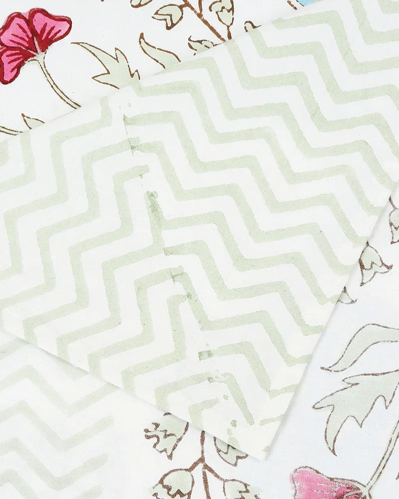 Elegant Jaipur Handblock Printed 100% Premium Cotton King Size Bed Sheet with 2 Pillow Covers