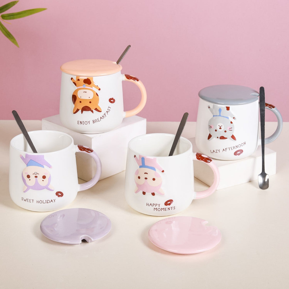 Cartoon Mug With Lid Nestasia