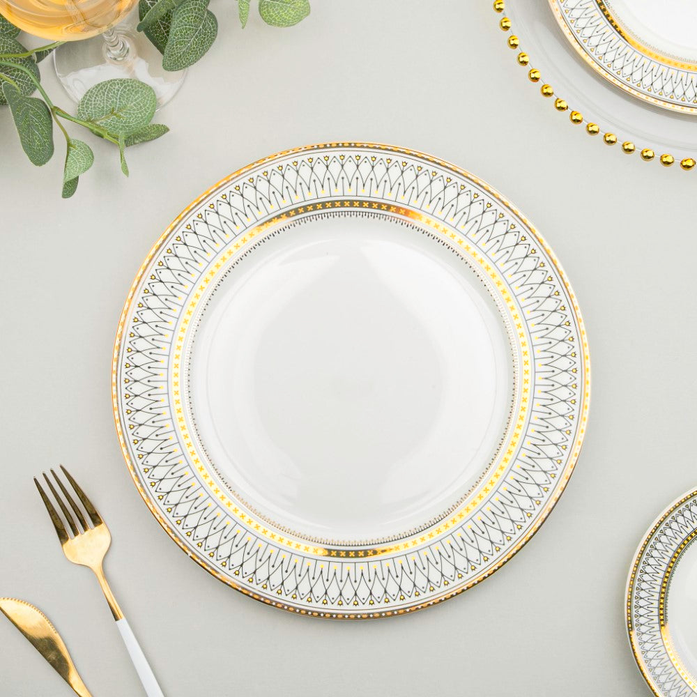 Gold Detailed Glam Dinner Plate 10 Inch