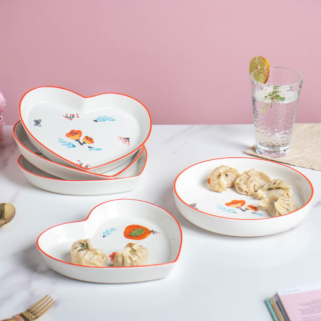 Floral Heart Plates Set of 5 Nestasia