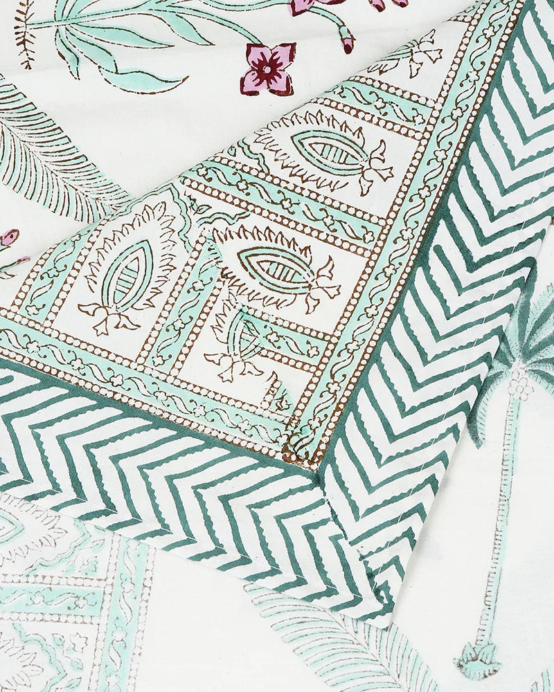 Artisanal Jaipur Handblock Printed 100% Premium Cotton King Bed Sheet with Matching Pillow Covers