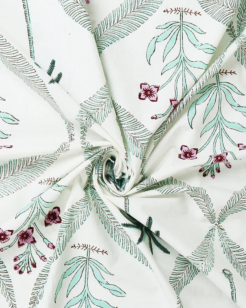 Artisanal Jaipur Handblock Printed 100% Premium Cotton King Bed Sheet with Matching Pillow Covers