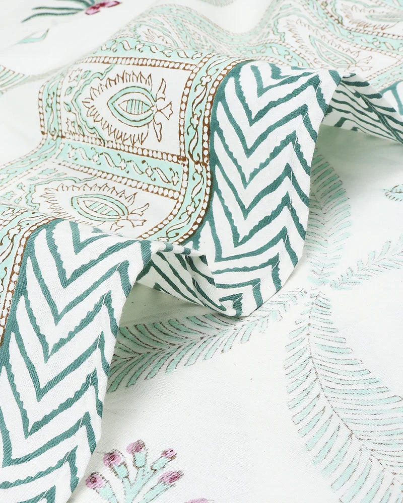 Artisanal Jaipur Handblock Printed 100% Premium Cotton King Bed Sheet with Matching Pillow Covers