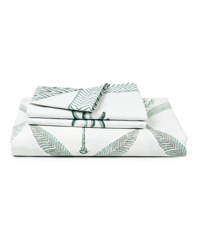 Artisanal Jaipur Handblock Printed 100% Premium Cotton King Bed Sheet with Matching Pillow Covers
