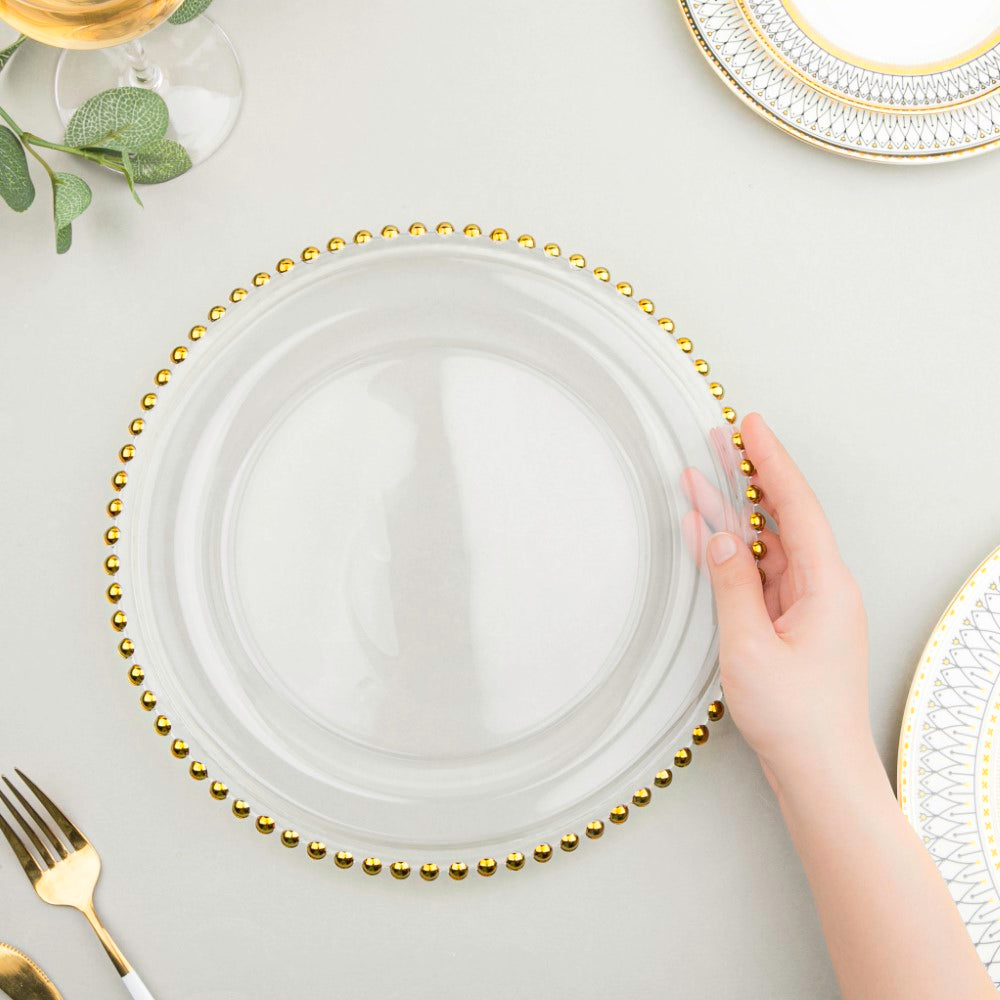 Gold Detailed Glam Charger Plate 10 Inch Nestasia