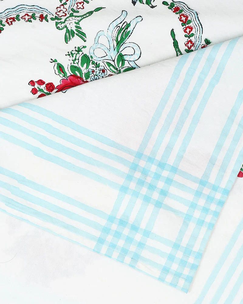 Luxurious Jaipur Handblock Printed 100% Premium Cotton King Size Bed Sheet with Pillow Covers