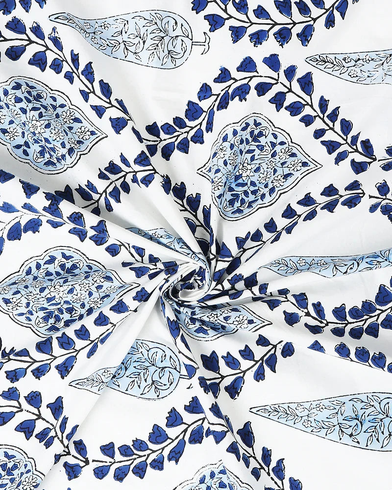 Handcrafted Jaipur Handblock Printed 100% Premium Cotton King Bed Sheet with Coordinated Pillow Covers