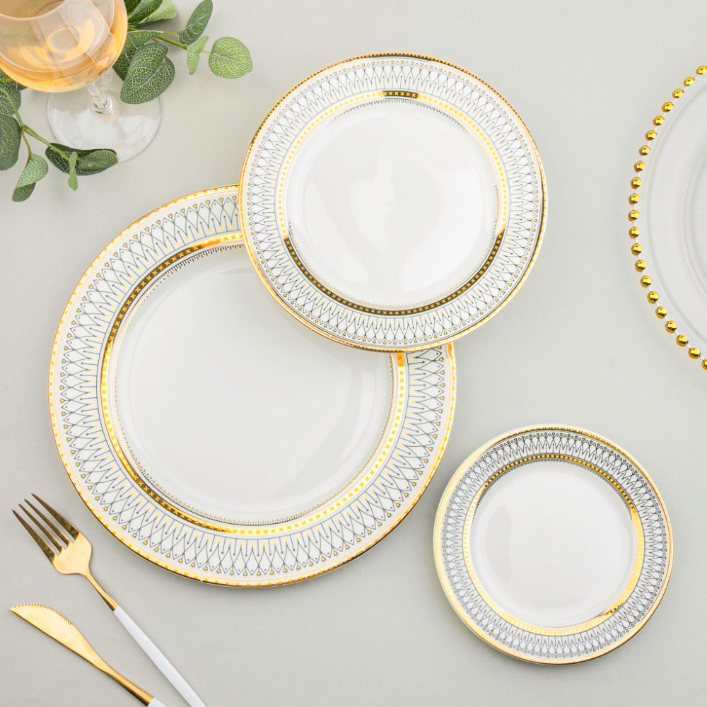 Gold Detailed Glam Dinner Plate 10 Inch