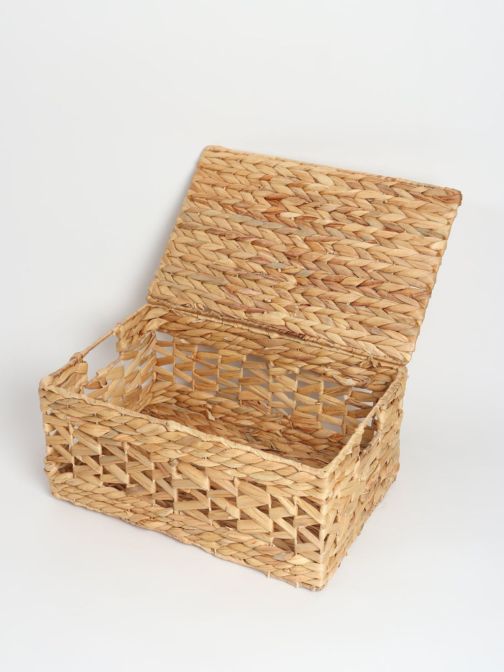 Rustic Seagrass Basket with Jali Design and Metal Frame for Decorative Storage