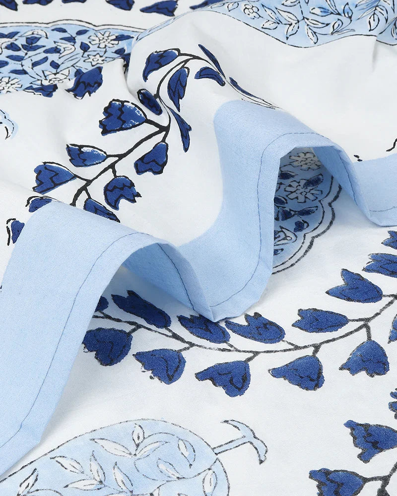 Handcrafted Jaipur Handblock Printed 100% Premium Cotton King Bed Sheet with Coordinated Pillow Covers