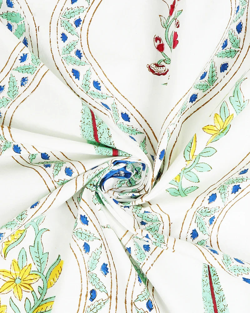 Vibrant Jaipur Handblock Printed 100% Premium Cotton King Bed Sheet with 2 Pillow Covers