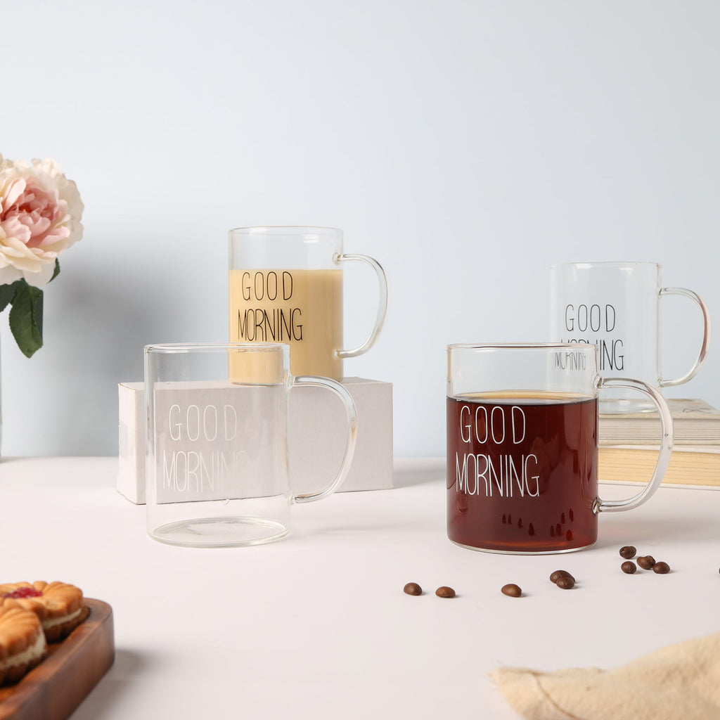 Transparent Good Morning Mug Set of 2 Nestasia