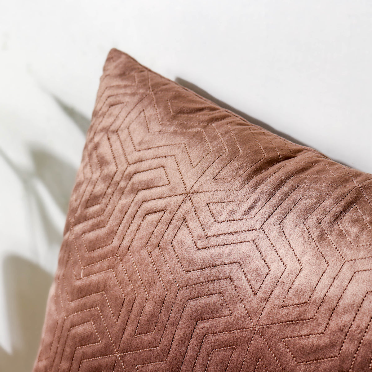 Brown Quilted Velvet Cushion Cover 16 inch Nestasia