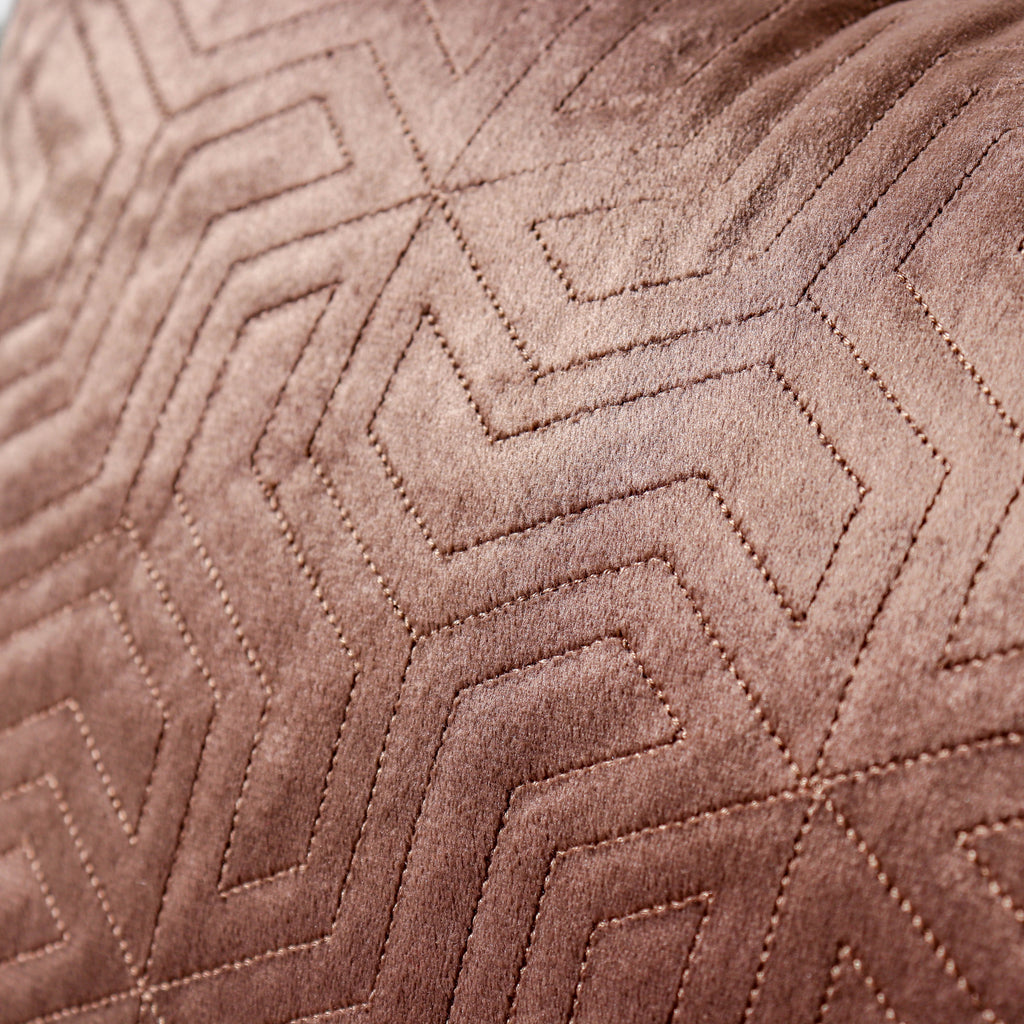 Brown Quilted Velvet Cushion Cover 16 inch Nestasia