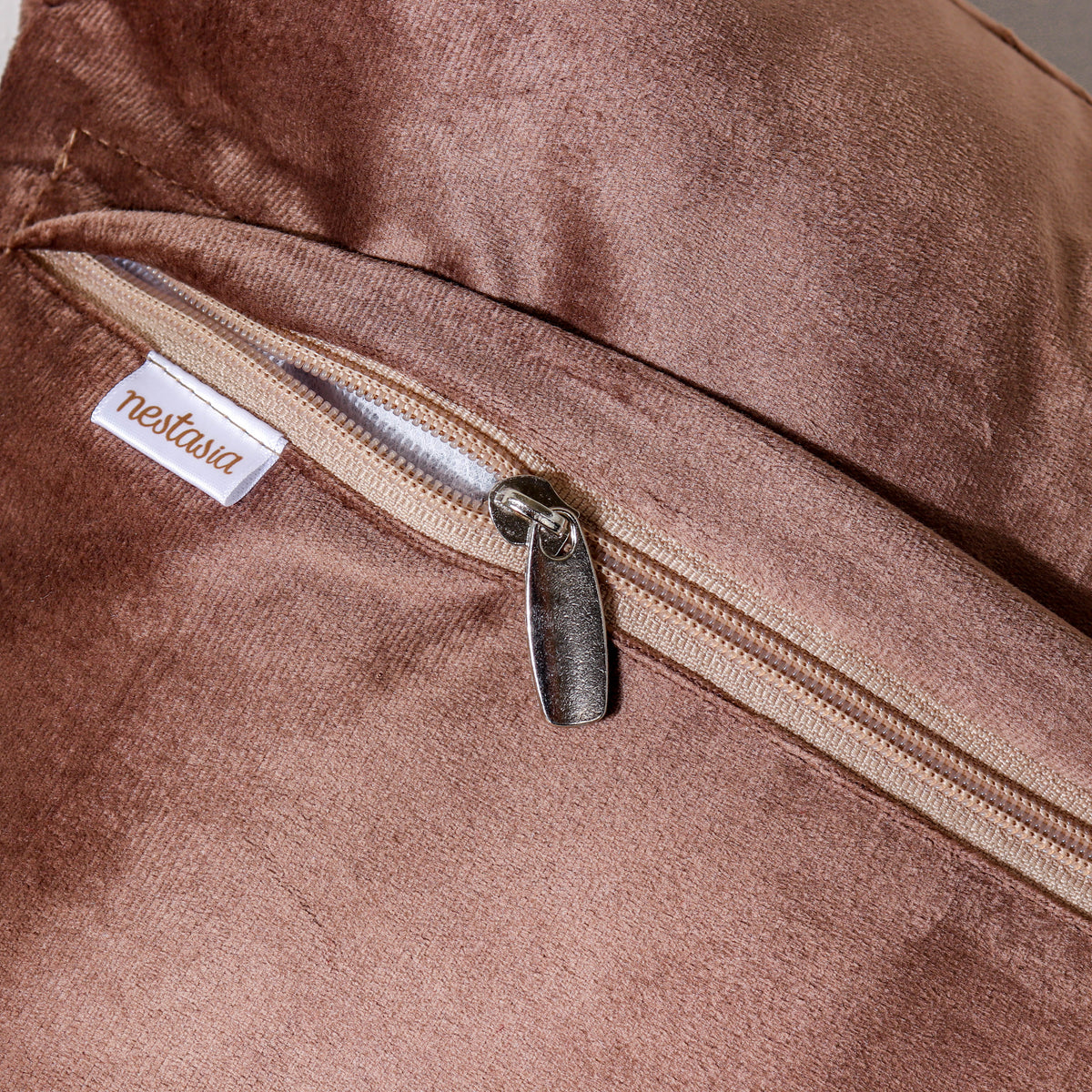 Brown Quilted Velvet Cushion Cover 16 inch Nestasia