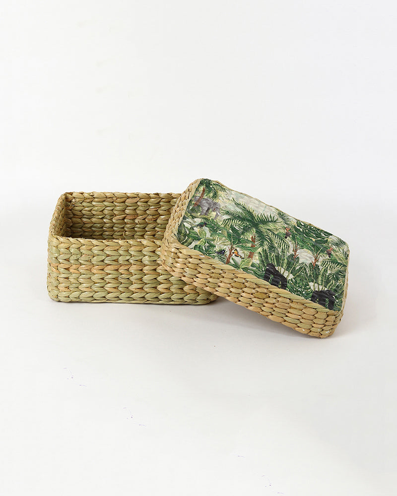 Natural Seagrass Storage Box with Lid for Accessories & Daily Essentials