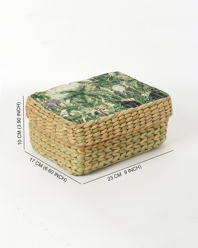 Natural Seagrass Storage Box with Lid for Accessories & Daily Essentials