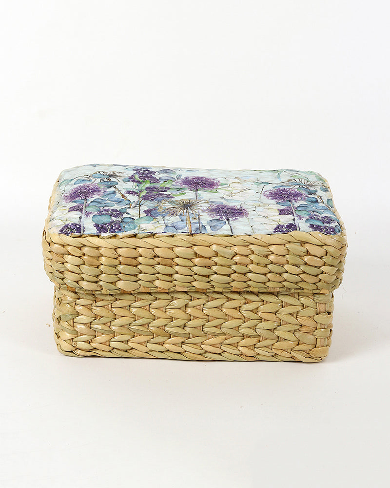 Artisan Seagrass Lid Box for Jewelry, Trinkets & Everyday Organization