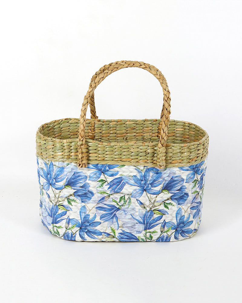 Handmade Seagrass Tiffin Basket for Lunch, Picnic & Outdoor Dining