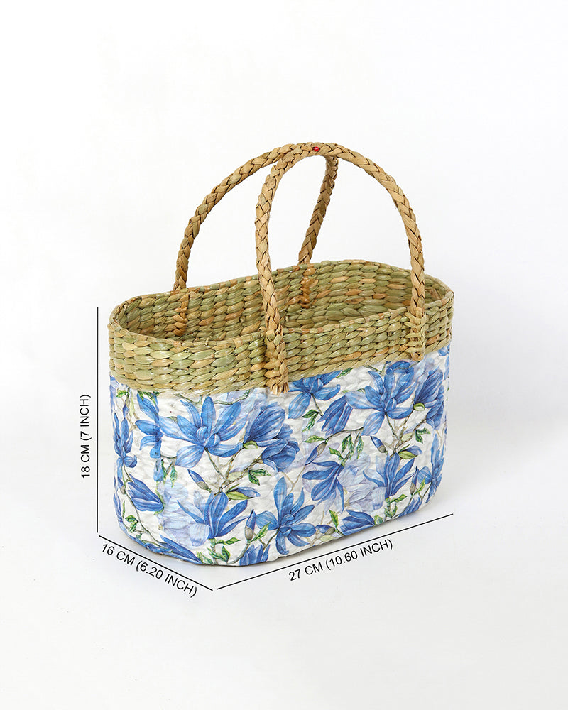 Handmade Seagrass Tiffin Basket for Lunch, Picnic & Outdoor Dining