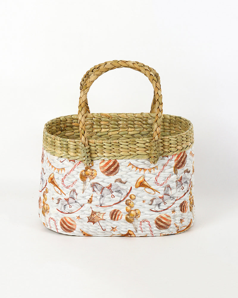 Handwoven Seagrass Gift Hamper Basket for Family, Travel & Picnic Use