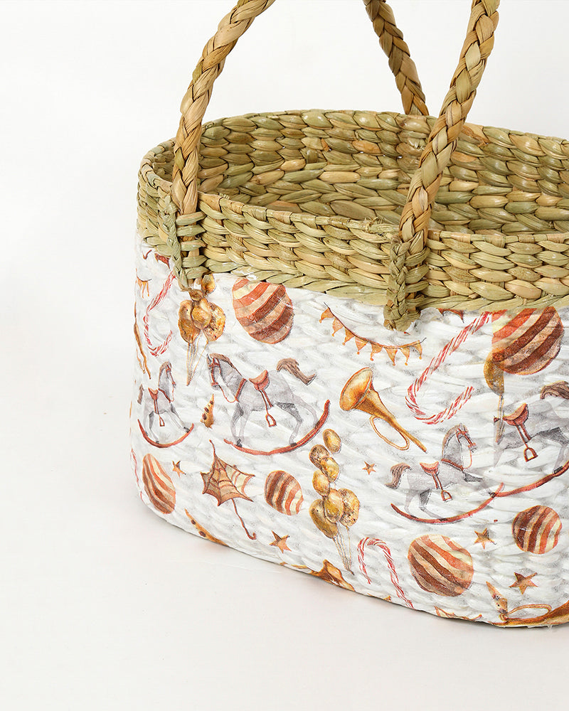 Handwoven Seagrass Gift Hamper Basket for Family, Travel & Picnic Use