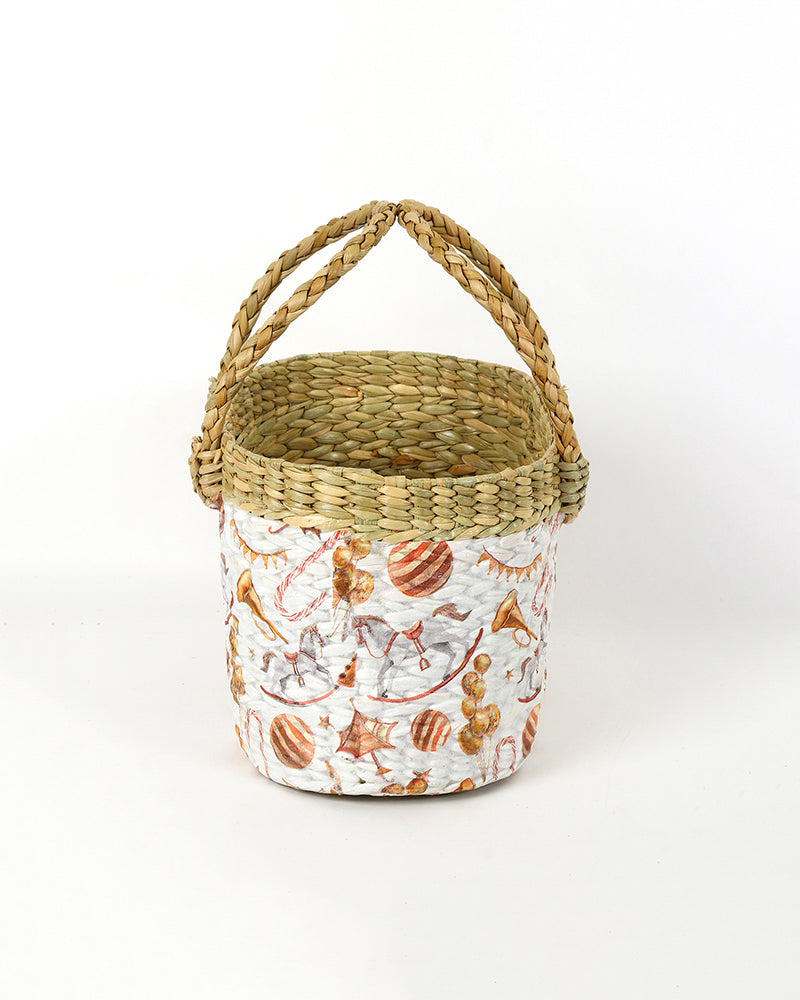 Handwoven Seagrass Gift Hamper Basket for Family, Travel & Picnic Use