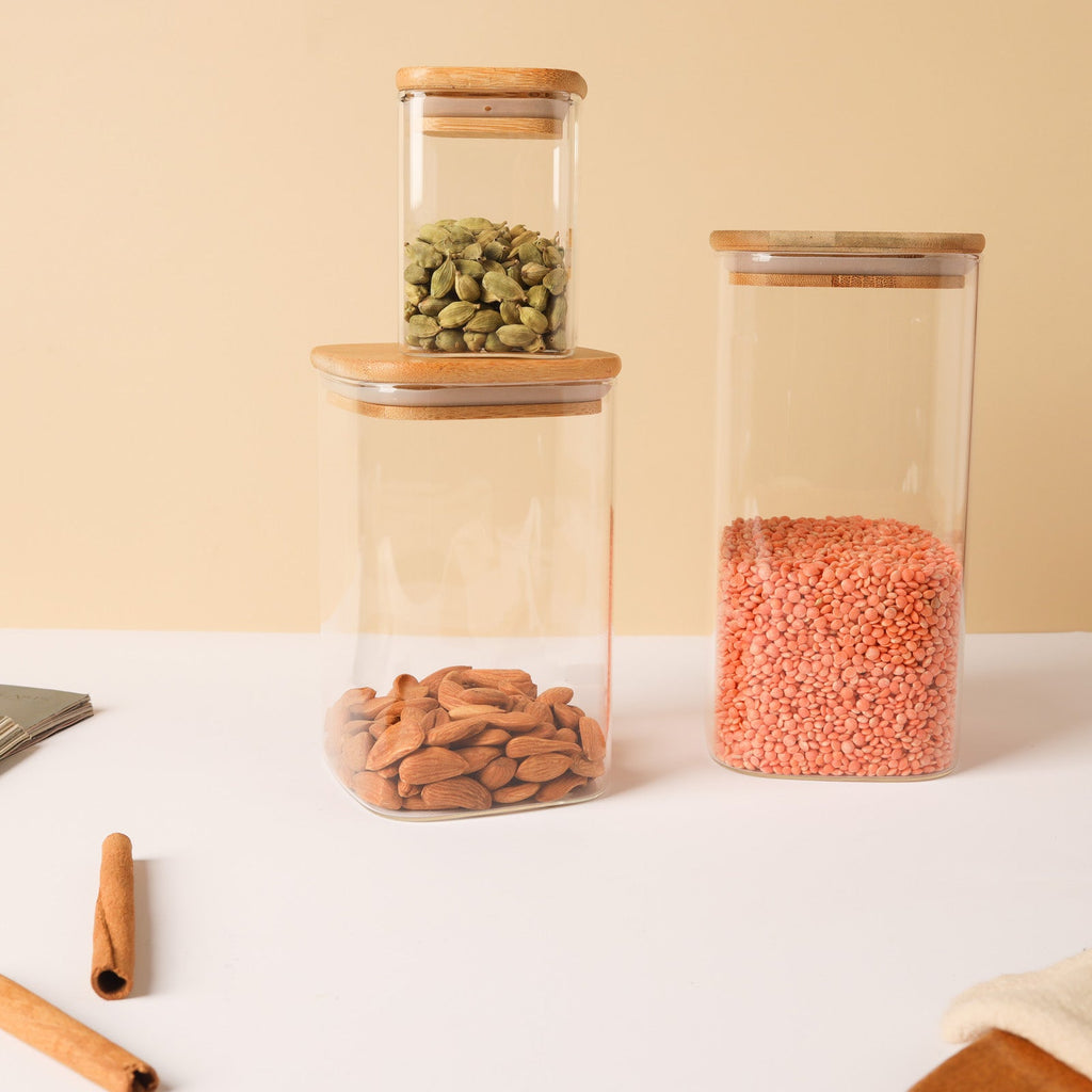 Vacuum Seal Glass Jar Set of 3 Nestasia