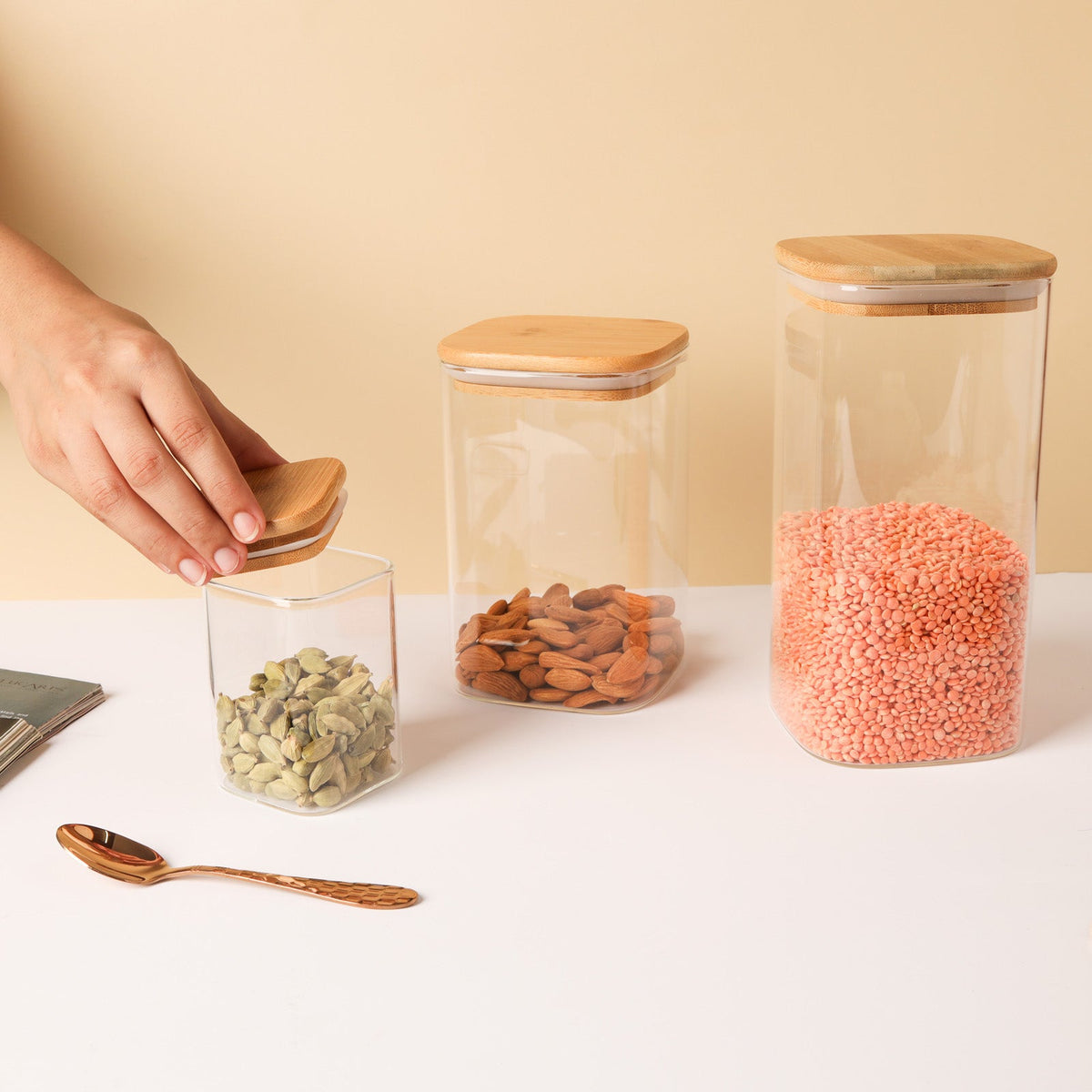 Vacuum Seal Glass Jar Set of 3 Nestasia