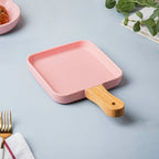 Square Plate With Wooden Handle Nestasia
