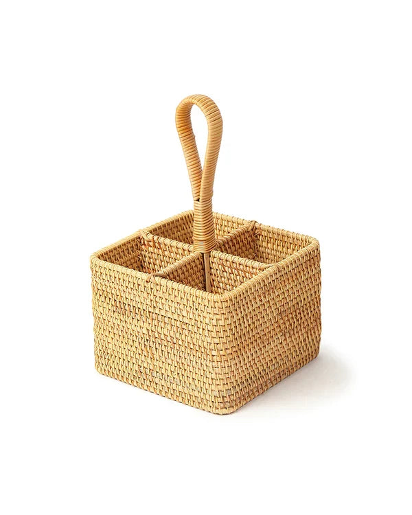 Rattan Spoon Stand for Kitchen Counter, Cutlery Holder, and Table Organizer