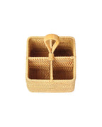 Rattan Spoon Stand for Kitchen Counter, Cutlery Holder, and Table Organizer