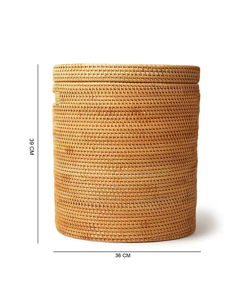 Rattan Laundry Hamper with Lid for Clothes, Toys, and Home Storage
