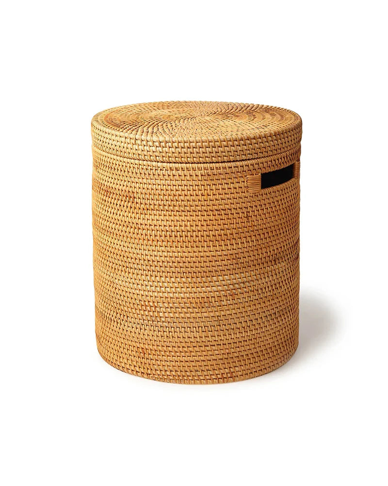 Rattan Laundry Hamper with Lid for Clothes, Toys, and Home Storage