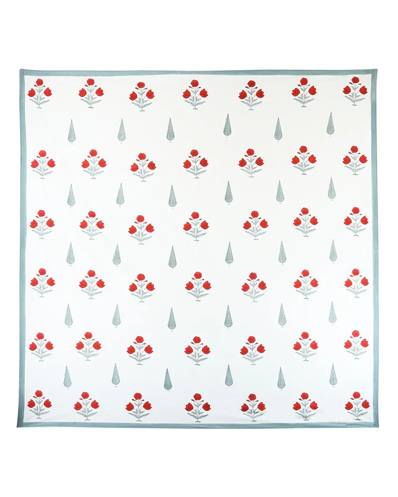 Jaipur Handblock Printed 100% Premium Cotton King Bed Sheet Set with Coordinated Pillow Covers