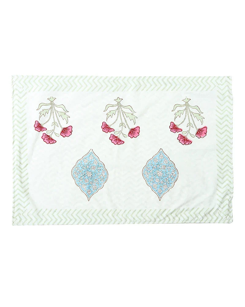 Elegant Jaipur Handblock Printed 100% Premium Cotton King Size Bed Sheet with 2 Pillow Covers