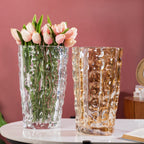 Glacier Glass Vase Amber 11 Inch Nestasia