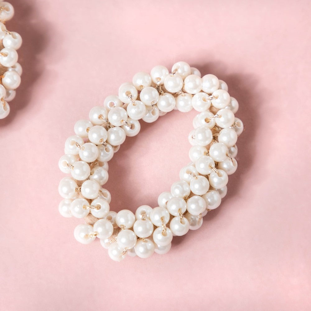 Pearl Hair Ties White Set Of 4 Nestasia