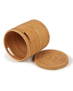 Rattan Laundry Hamper with Lid for Clothes, Toys, and Home Storage