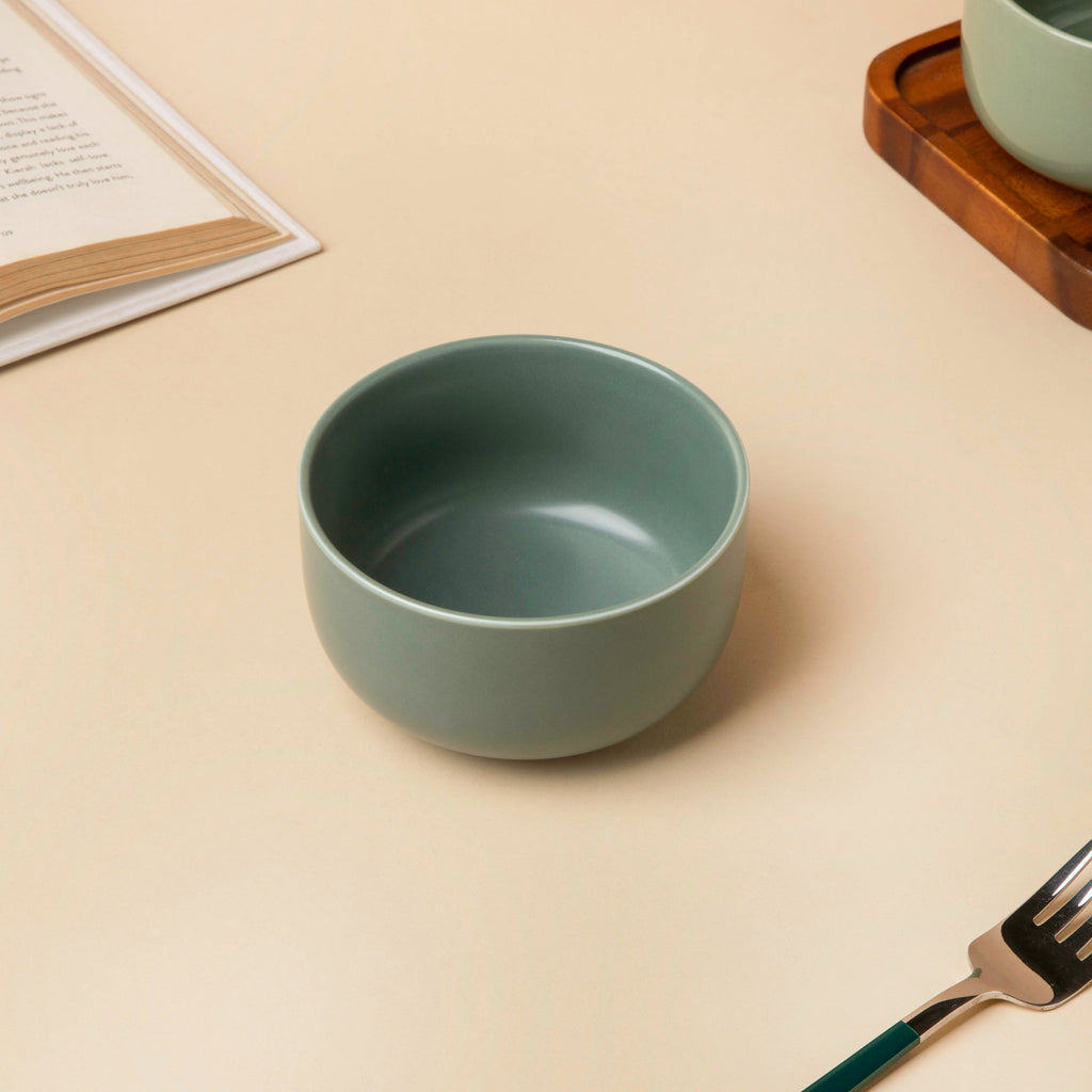 Riona Ceramic Dessert Bowl Matte Green Nestasia
