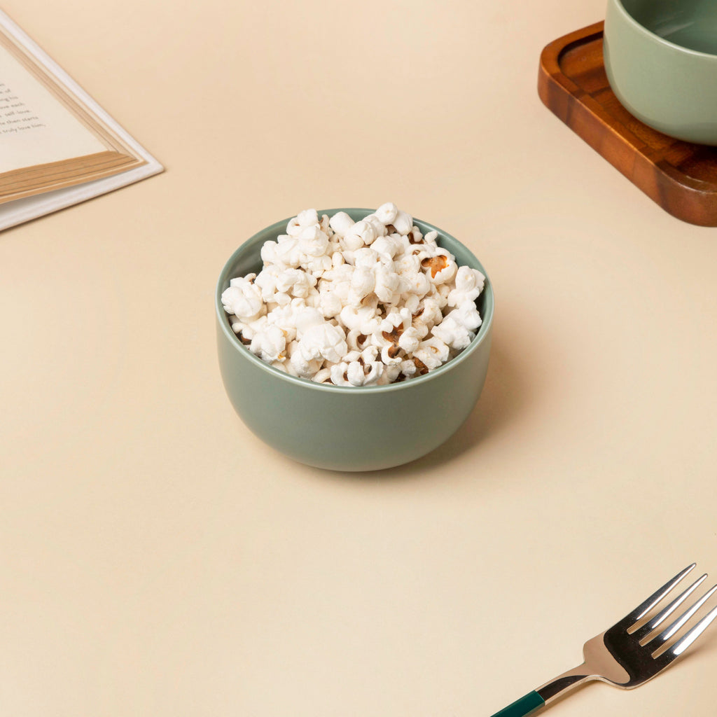 Riona Ceramic Dessert Bowl Matte Green Nestasia